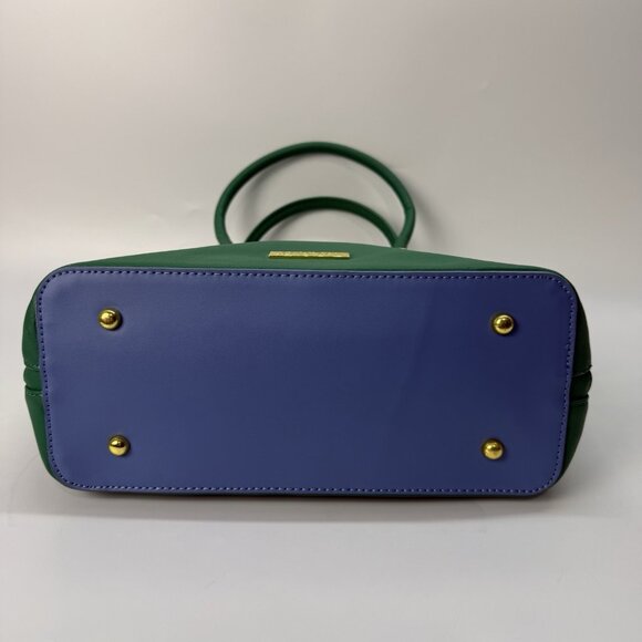 Joy & Iman Kelly Green Leather‎ Tote Bag Structured Satchel Purse Business Chic - Picture 6 of 16